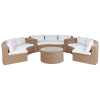 Garden Lounge Set with Table 9 Seater SEVERO PE Rattan Sand Beige