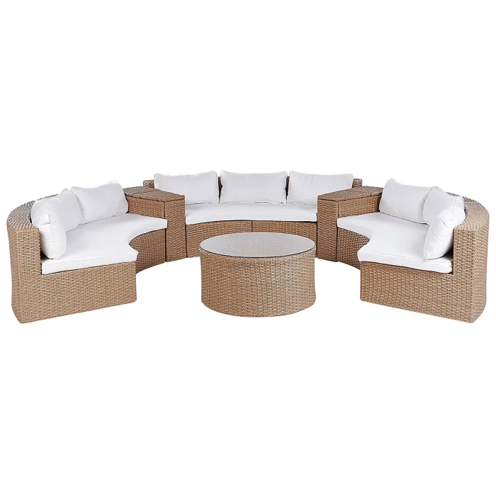 Garden Lounge Set with Table 9 Seater SEVERO PE Rattan Sand Beige