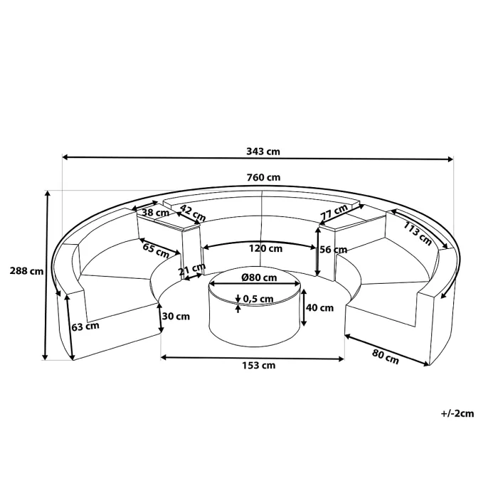 Garden Lounge Set with Table 9 Seater SEVERO PE Rattan Sand Beige
