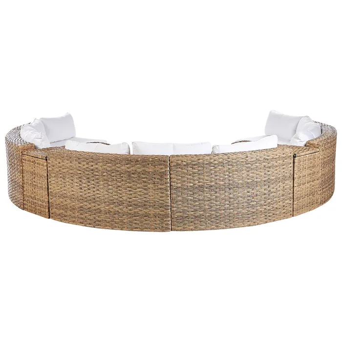 Garden Lounge Set with Table 9 Seater SEVERO PE Rattan Golden Brown