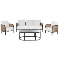 Garden Lounge Set with Table 5 Seater MONTEFALCO Metal White