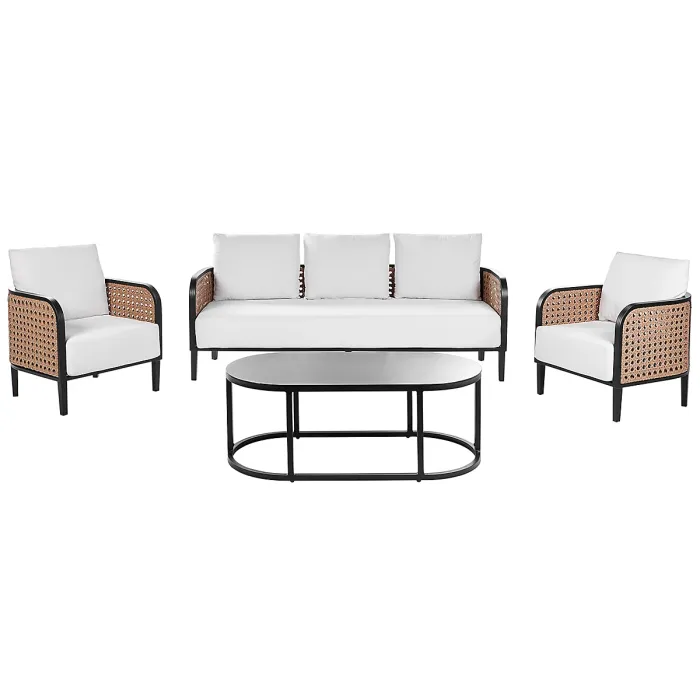 Garden Lounge Set with Table 5 Seater MONTEFALCO Metal White