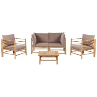 Garden Lounge Set with Table 4 Seater CERRETO Bamboo Wood Taupe