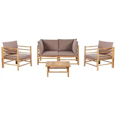 Garden Lounge Set with Table 4 Seater CERRETO Bamboo Wood Taupe
