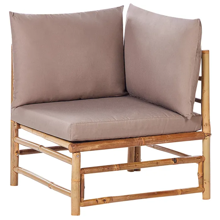 Garden Lounge Set with Table 4 Seater CERRETO Bamboo Wood Taupe