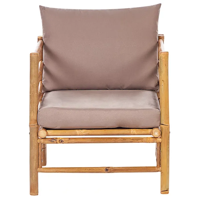 Garden Lounge Set with Table 4 Seater CERRETO Bamboo Wood Taupe