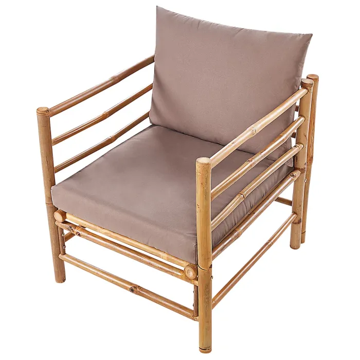 Garden Lounge Set with Table 4 Seater CERRETO Bamboo Wood Taupe