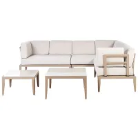 Garden Corner Sofa with Table 6 Seater RIMA III Left Hand Modular Metal Light Beige