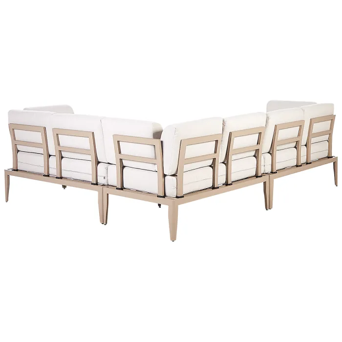 Garden Corner Sofa with Table 6 Seater RIMA III Left Hand Modular Metal Light Beige
