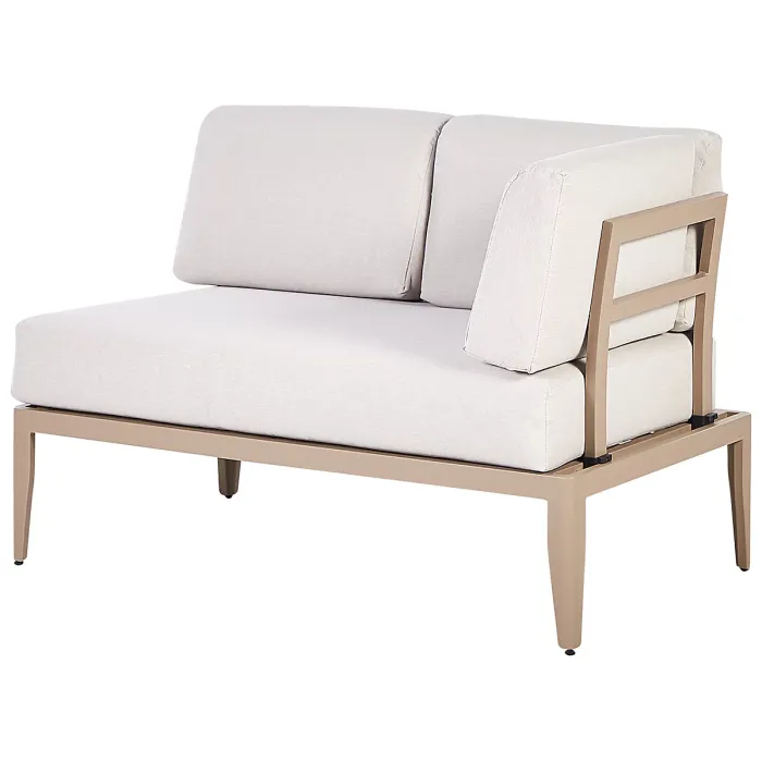 Garden Corner Sofa with Table 6 Seater RIMA III Left Hand Modular Metal Light Beige