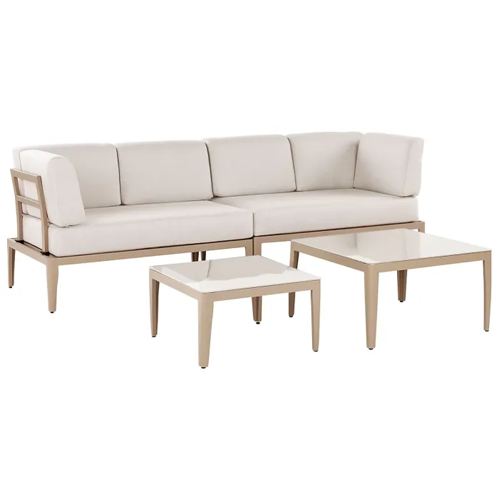 Garden Corner Sofa with Table 6 Seater RIMA III Left Hand Modular Metal Light Beige