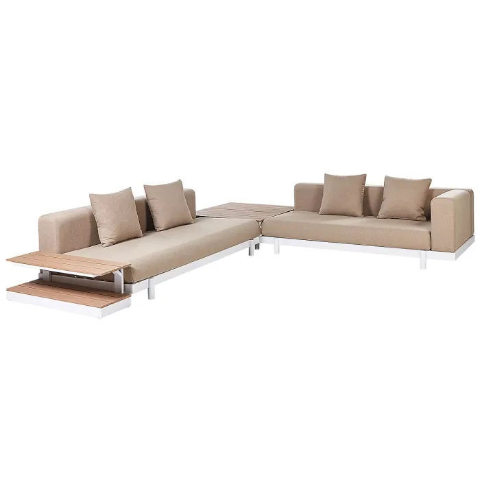 Garden Corner Sofa with Table 5 Seater MISSANELLO Beige
