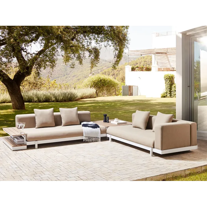 Garden Corner Sofa with Table 5 Seater MISSANELLO Beige