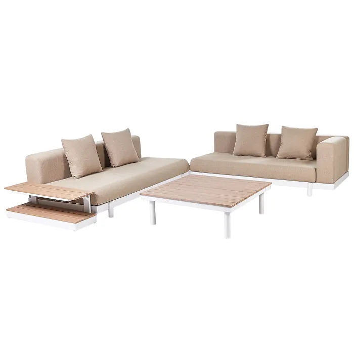 Garden Corner Sofa with Table 5 Seater MISSANELLO Beige