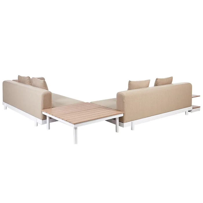 Garden Corner Sofa with Table 5 Seater MISSANELLO Beige