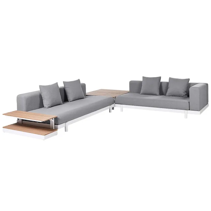 Garden Corner Sofa with Table 5 Seater MISSANELLO Grey
