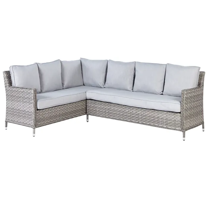 Garden Lounge Set with Table and Ottoman 9 Seater LACONA Right Hand PE Rattan Light Grey