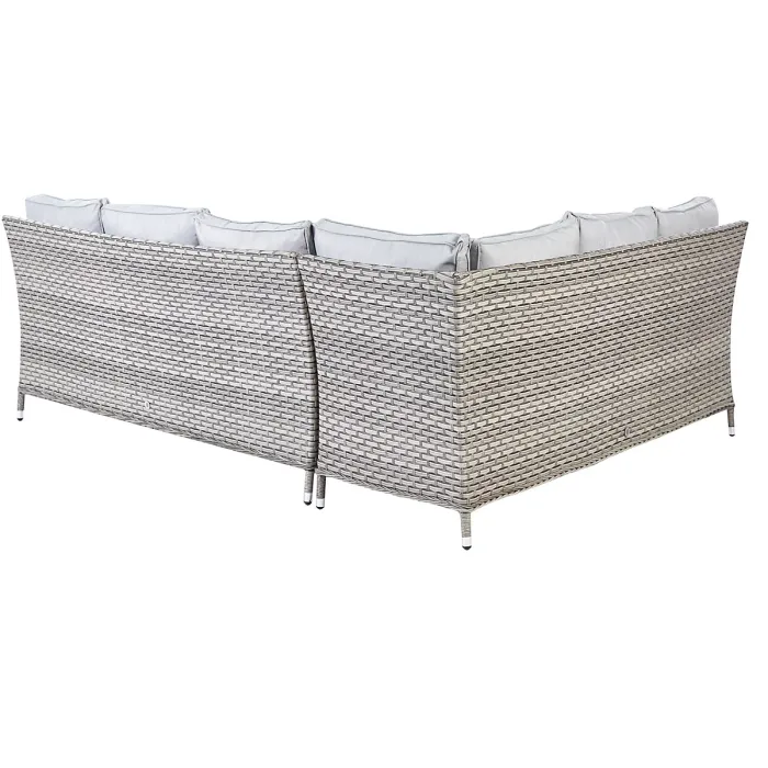 Garden Lounge Set with Table and Ottoman 9 Seater LACONA Right Hand PE Rattan Light Grey