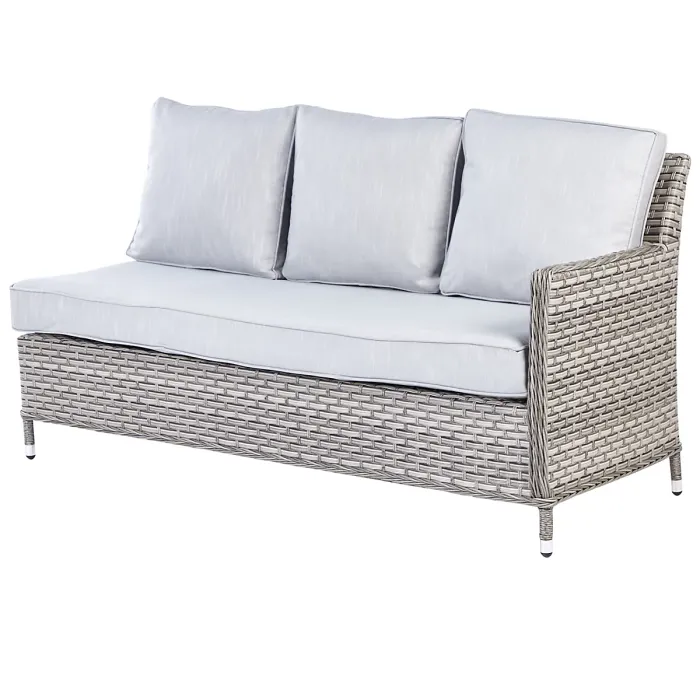 Garden Lounge Set with Table and Ottoman 9 Seater LACONA Right Hand PE Rattan Light Grey