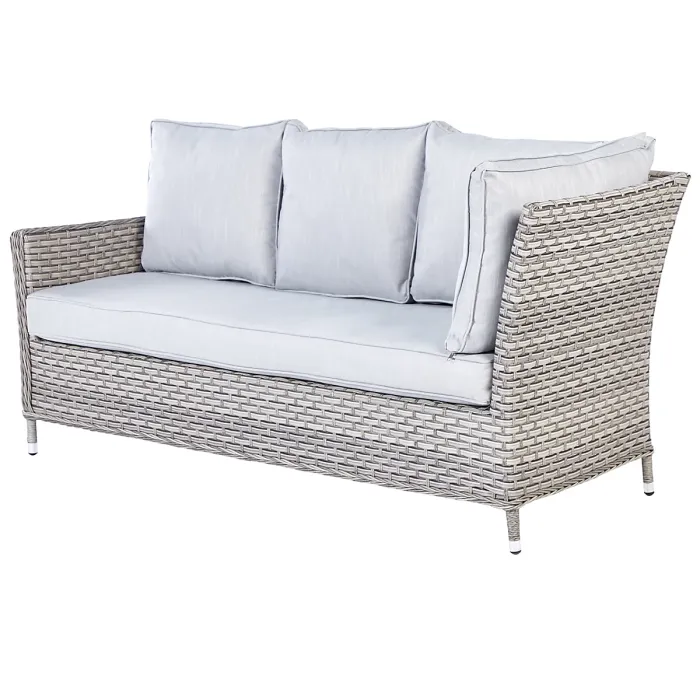 Garden Lounge Set with Table and Ottoman 9 Seater LACONA Right Hand PE Rattan Light Grey