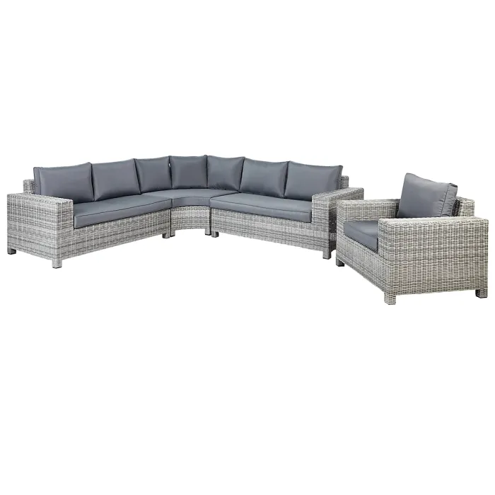 Garden Lounge Set with Table and Ottoman 9 Seater TEGLIO Modular PE Rattan Grey