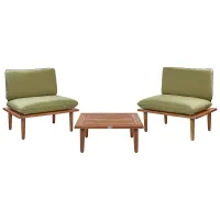 Garden Lounge Set with Table 2 Seater FRASCATI Modular Certified Acacia Wood Olive Green