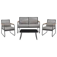 Garden Lounge Set with Table 4 Seater POMONTE Metal Black