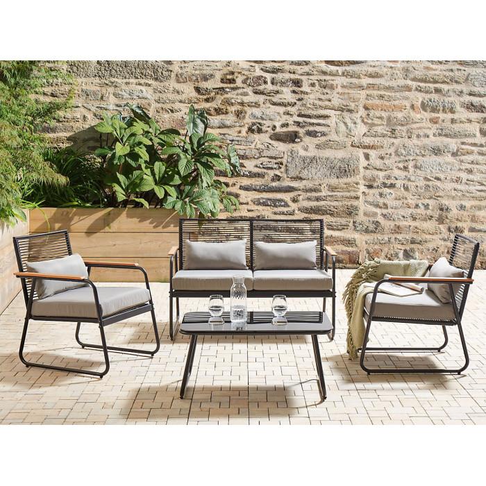 Garden Lounge Set with Table 4 Seater POMONTE Metal Black