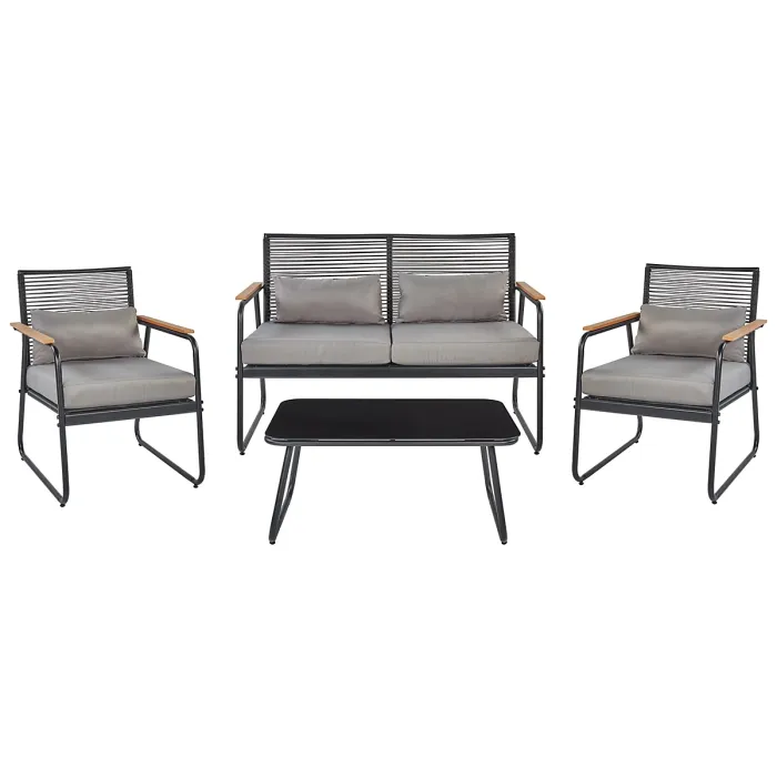 Garden Lounge Set with Table 4 Seater POMONTE Metal Black