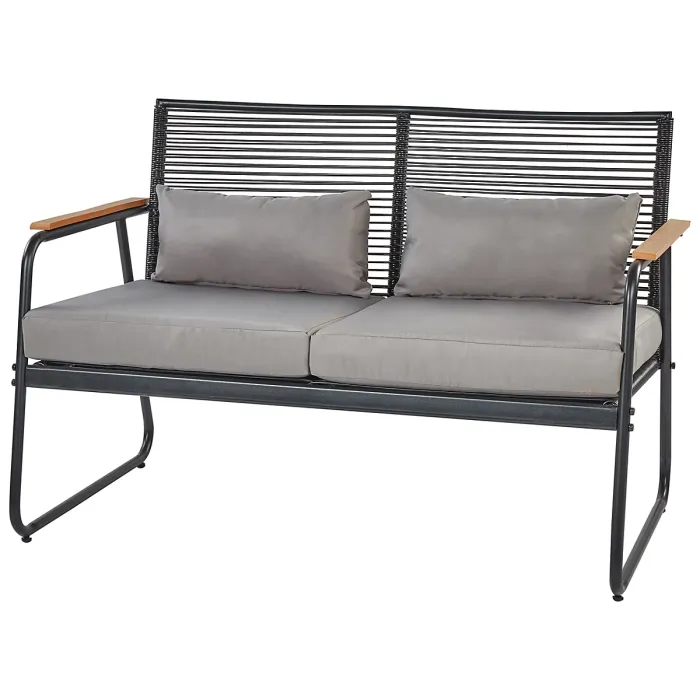 Garden Lounge Set with Table 4 Seater POMONTE Metal Black