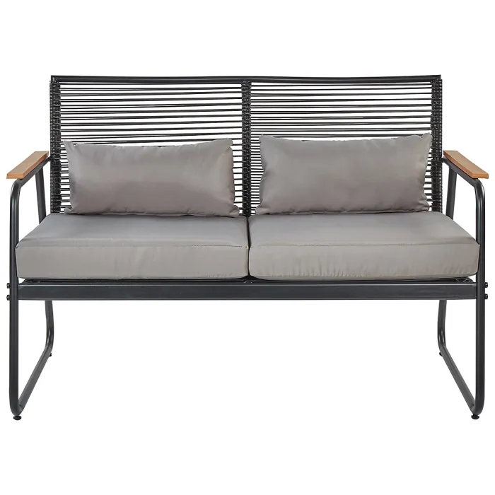 Garden Lounge Set with Table 4 Seater POMONTE Metal Black