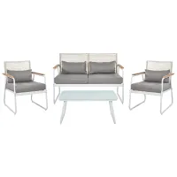 Garden Lounge Set with Table 4 Seater POMONTE Metal White