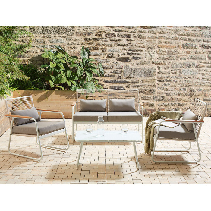Garden Lounge Set with Table 4 Seater POMONTE Metal White