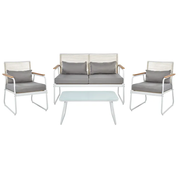 Garden Lounge Set with Table 4 Seater POMONTE Metal White