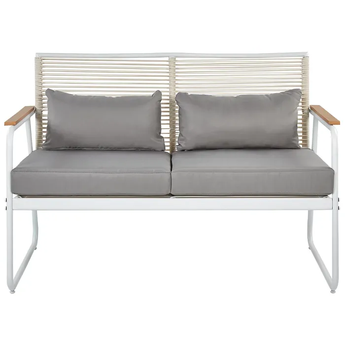 Garden Lounge Set with Table 4 Seater POMONTE Metal White