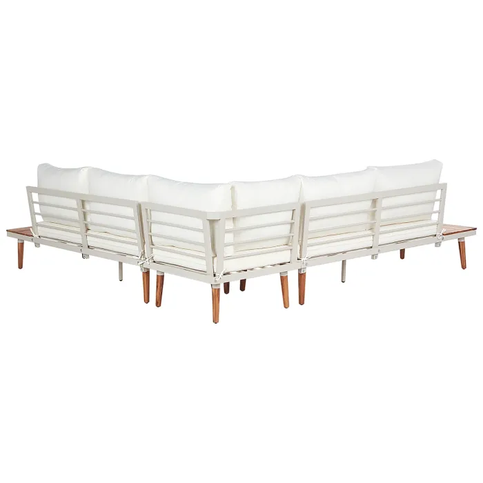 Garden Corner Sofa with Table 5 Seater CORATO Acacia Wood Off-White