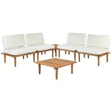 Garden Lounge Set with Table 4 Seater FRASCATI Modular Certified Acacia Wood Off-White