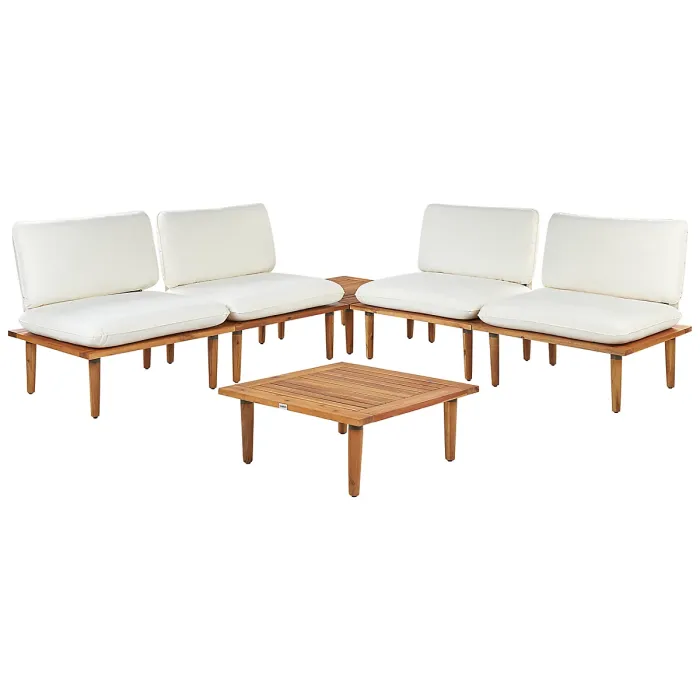 Garden Lounge Set with Table 4 Seater FRASCATI Modular Certified Acacia Wood Off-White