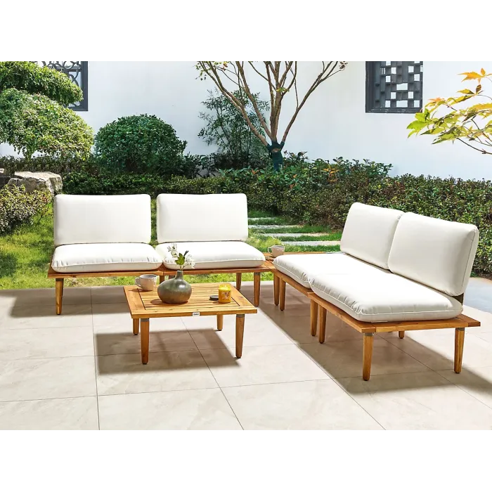 Garden Lounge Set with Table 4 Seater FRASCATI Modular Certified Acacia Wood Off-White