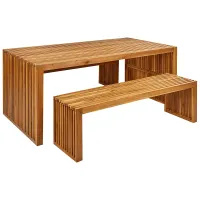 Garden Dining Set with Benches 6 Seater SULZANO Acacia Wood Brown