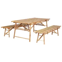 Garden Dining Set 4 Seater TINDARI Bamboo Wood Light Brown