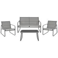 Garden Lounge Set with Table 4 Seater BARREA Metal Grey