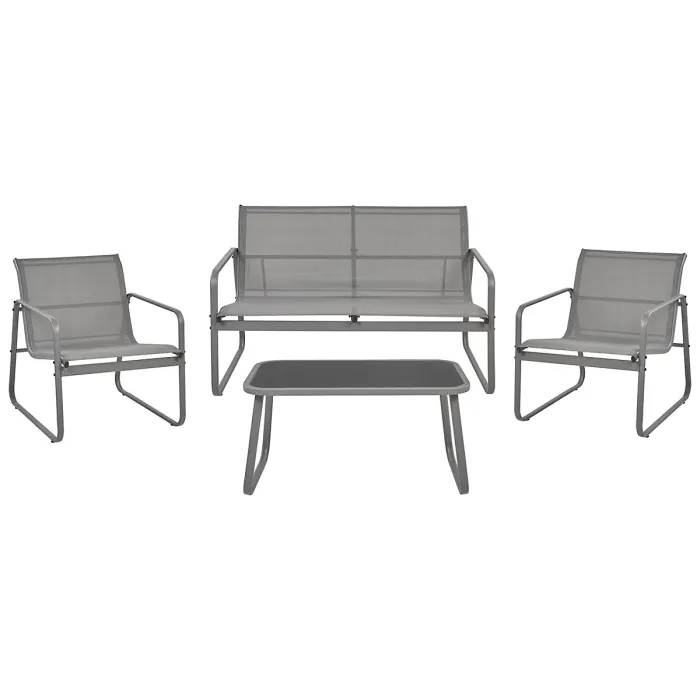 Garden Lounge Set with Table 4 Seater BARREA Metal Grey