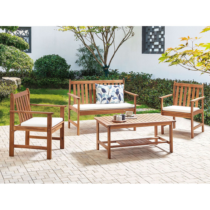 Garden Lounge Set with Table 4 Seater ALTIDONA Acacia Wood Off-White