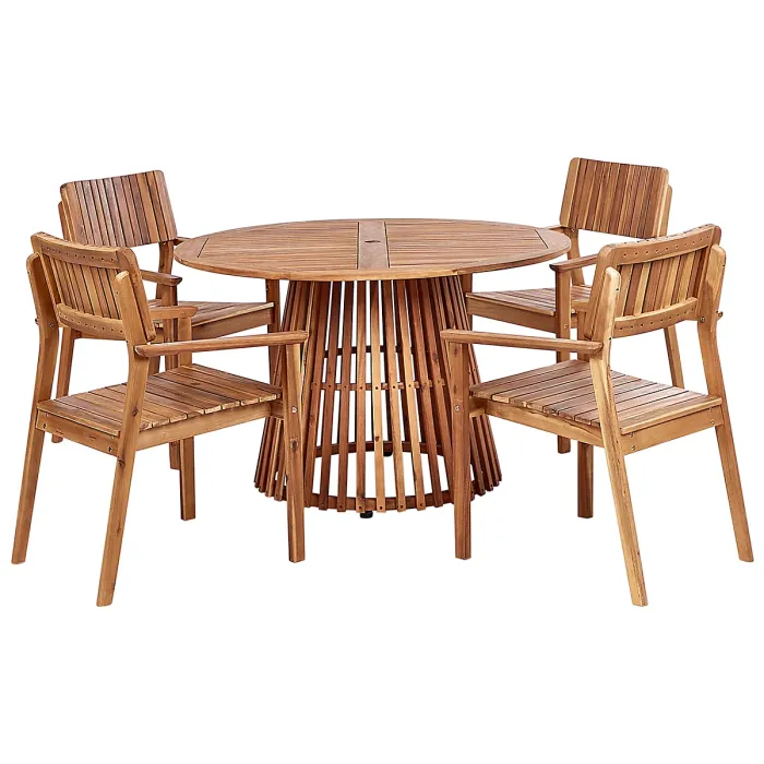 Garden Dining Set 4 Seater AGELLO Acacia Wood Brown