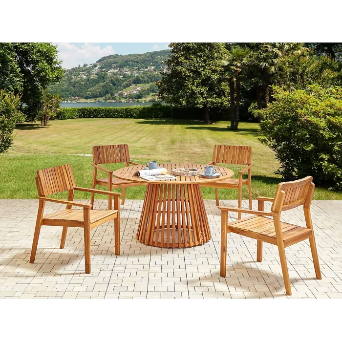 Garden Dining Set 4 Seater AGELLO Acacia Wood Brown