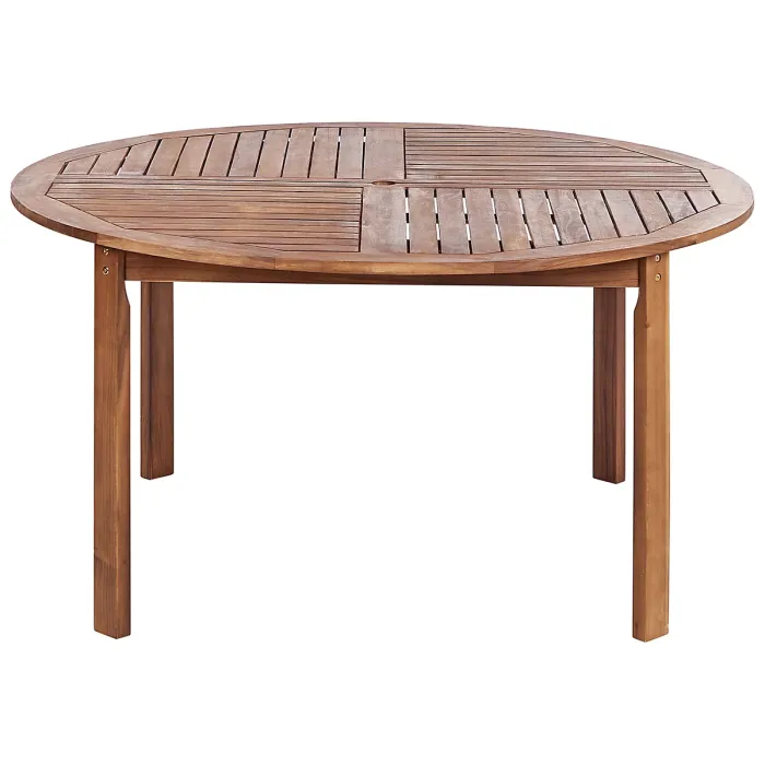 Garden Dining Set 6 Seater AGELLO with Parasol (12 Options) Acacia Wood Brown