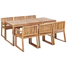 Garden Dining Set 6 Seater SASSARI II Certified Acacia Wood Light Brown