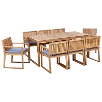 Garden Dining Set 8 Seater SASSARI II with Cushions Certified Acacia Wood Blue