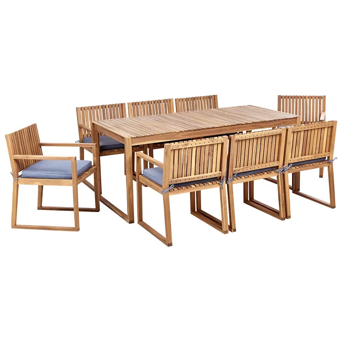 Garden Dining Set 8 Seater SASSARI II with Cushions Certified Acacia Wood Blue